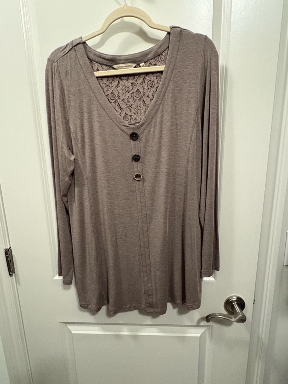 Soft Surroundings Taupe Long-Sleeve V-Neck Tunic